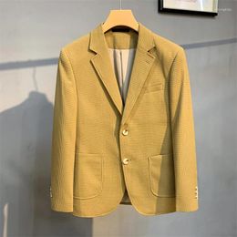 Pakken voor heren Britse stijl gestreepte casual blazerjassen Heren 2024 Wafel slim fit zakelijke blazers Jas Homme Formeel sociaal schoolfeest Smoking