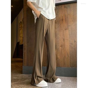 Costumes pour hommes marron noir Baggy costume pantalon hommes mode sociale hommes robe coréenne ample droite évasée bureau formel pantalon