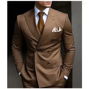 Les costumes masculins brun pour hommes pics à double poitrine de vêtements décontractés à double secteur