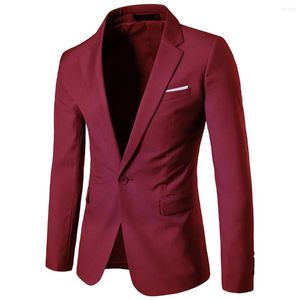 Herenpakken Bordeaux Blazer Jasje Slim Fit Man Vrije tijd Effen Kleur Fonds Jeugd Kleine Enkele Losse Jas Trend