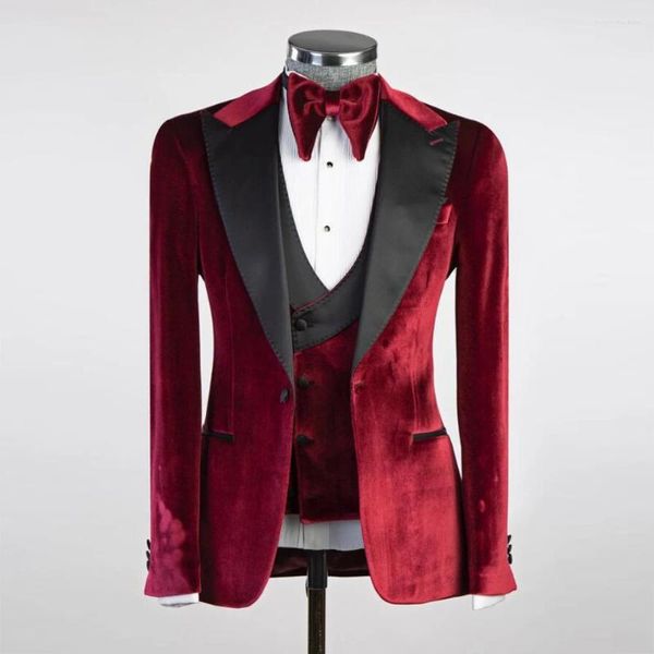 Trajes de hombre Borgoña para hombre para boda chaqueta de fiesta de un solo pecho esmoquin de novio a medida vestido de fiesta de negocios ajustado traje Homme