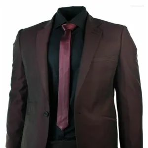 Costumes masculins Bourgogne Mens Skinny Fit Slim 2 Pieds One Button MAROON SUIT BLAZER PRANTER PROM MARIAGE POUR HOMMES