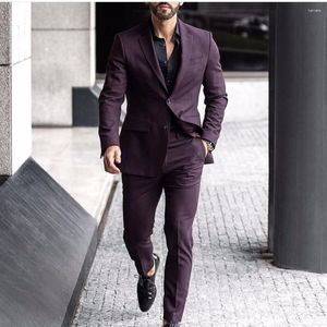 Herenpakken Bourgondië Bruiloft 2 Stuks Mannen Mode 2023 Kostuum Homme Mariage Bruidegom Prom Blazer Masculino Terno Tuxedo Jacket