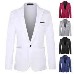 Trajes para hombres Blazer Blazer Soft Texture Suit Coat Lapela de color sólido Wedding -Goder a prueba de viento