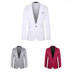 Herenkostuums Business Blazer Effen Kleur Lange mouw All-Match Revers Slanke Bruiloft Pak Jasje Voor Dating