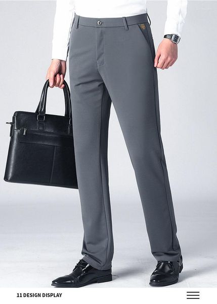 Hommes Costumes D'affaires Costume Décontracté Pantalon Hommes Solide Taille Haute Droite Bureau Formelle Pantalon Hommes Classique Style Long A18