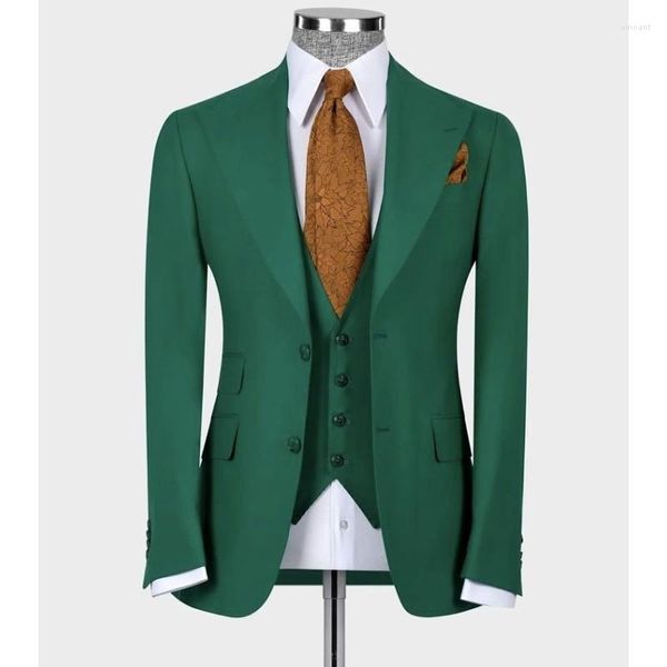 Costumes pour hommes affaires vert jaune rose hommes 3 pièces marié mariage sur mesure ensembles formels veste gilet pantalon robe smoking