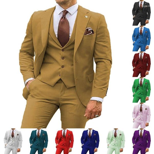 Costumes pour hommes d'affaires hommes 3 pièces costume robe gilet mariage blazer laine pantalon noeud papillon bal