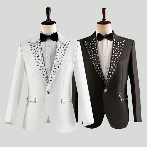 Trajes para hombres Hombres de negocios Slim Fit 2 piezas con solapa en pico de cristal Traje de esmoquin de boda Homme Terno Masculino Prom Groom Blazer