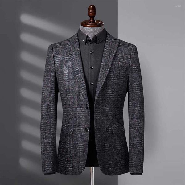 Costumes pour hommes, costume tendance d'affaires, Blazer décontracté, Slim, Style coréen, veste à carreaux, Banquet, bureau, mariage, vêtements pour hommes