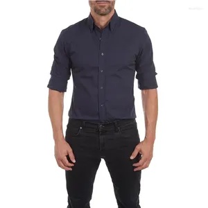 Herenpakken Camisas De Hombre-shirts voor heren Oxford-overhemd met draaiende rits Lange mouwen Business Casual effen kleur