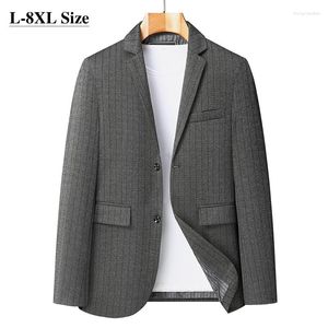 Costumes pour hommes Casual Blazer Manteaux Mode Deux boutons Classique Stripe Business Robe formelle Automne Lâche Plus Taille Veste de costume Noir Gris
