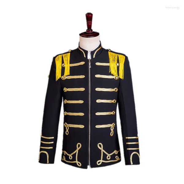 Costumes pour hommes jolie pochette hommes tenues de scène Ropa Hombre Costume vestes noir et jaune couleur assortie Costume