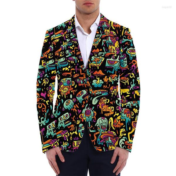 Costumes pour hommes Casual Hommes Graffiti Design Blazers Hommes Oversize Business Set Vêtements Homme Mode Costume Costume Vestes Garçons Streetwear