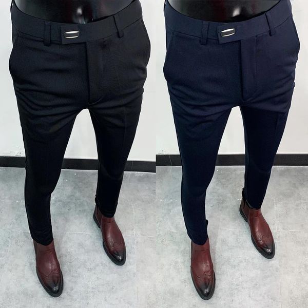 Trajes para hombre, pantalones informales, pantalones elásticos ajustados suaves para negocios, oficina Social, trabajadores, entrevista, fiesta, traje de boda 36-28