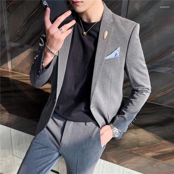 Trajes para hombres Traje pequeño casual Agranada de traje elegante con estilo guapo delgado estilista estilista británico ropa de dos piezas de alto grado