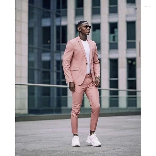 Trajes de hombre Casual Street Fashion Dusty Pink Men 2 piezas Formal Coat Pant Design Custom Made Man Blazers Masculino Slim Fit