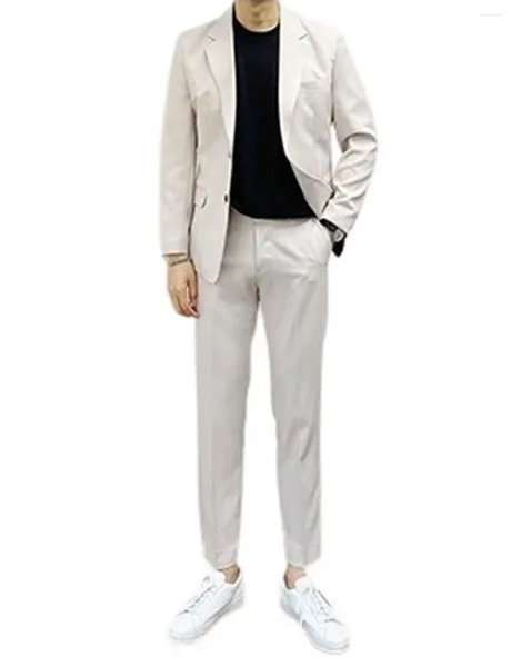 Ternos masculinos terno casual 2 peças conjunto botões jaqueta ajuste moderno uniforme roupas de trabalho de negócios