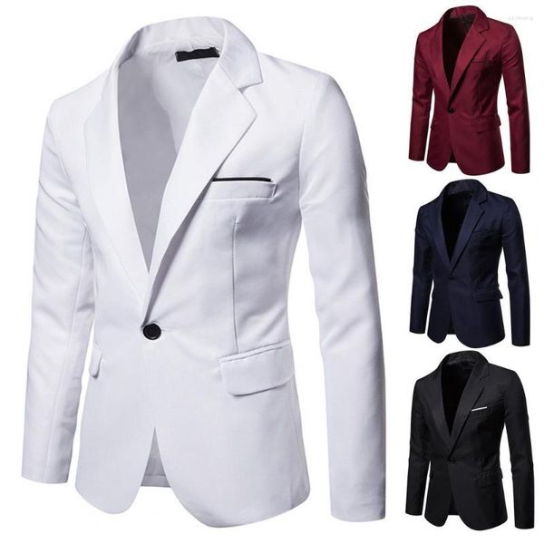 Trajes de hombre Casual Traje Abrigo Outwear Cuello vuelto Otoño Invierno Color Puro Bolsillos Chaqueta Hombres Blazer Cómodo