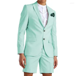 Costumes pour hommes décontracté plage d'été hommes 2024 pantalons courts 2 pièces Set Groom Tuxedo Robe Robe Costume Homme Mariage (Blazer Pantalon)