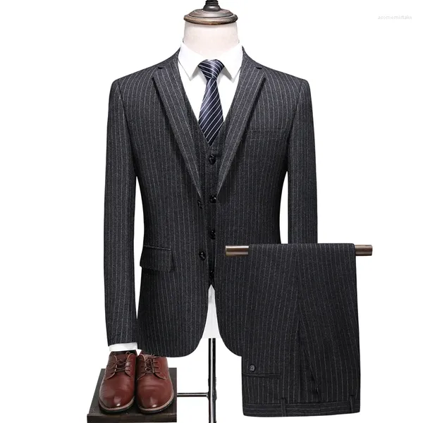 Trajes para hombres traje de boda a rayas casual de esmoquin disfraz de fondos delgados homme