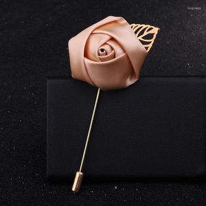 Herenpakken Champagne Men Women Rose broche Pin met bladgoudblazerpak Bruiloftsfeest Boutonniere Charm sieraden Kleding Accessoire