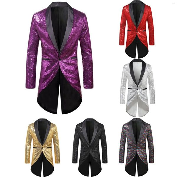 Trajes de hombre Charm Mens Tailcoat Jacket Goth Fit Traje Praty Outwear Abrigo Lentejuelas Esmoquin