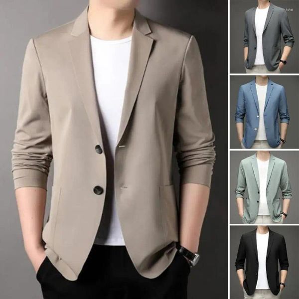 Costumes masculins Chic Men Suit Veste Couleur Solide Pockets de revers plus taille Business Coat Coupation