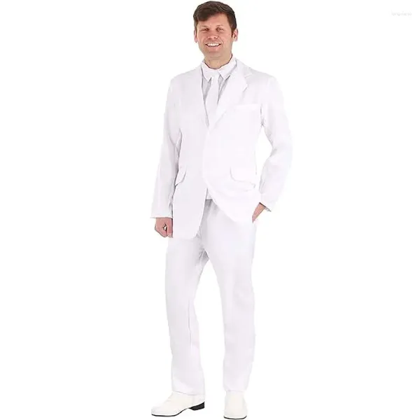 Costumes pour hommes Chic Blanc Solide Pour Hommes Élégant Formel Mariage Marié Tuxedo Mode Affaires Casual Slim Fit Costume Mâle 2 Pièces Ensemble 2024