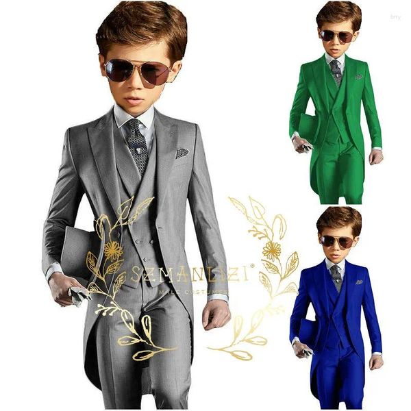 Costumes pour hommes Enfants Robe de mariée formelle Garçons Veste Gilet Pantalon 3pcs Pograph Costume Enfants 2-16 ans Cérémonie d'anniversaire Costume de smoking