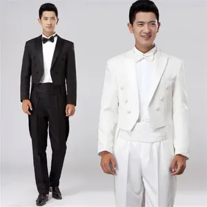 Costumes pour hommes Chorus Mariage marié Mariage pour hommes Blazer garçons bal smoking mode Slim Masculino dernières conceptions de pantalon de manteau blanc