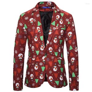 Herenpakken Kerstprint Uitloper Heren Blazers met lange mouwen Winter Grappig jasje Bijpassende nieuwigheid Sneeuwpoppen Volwassenen Kerstkostuum