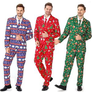 Herenpakken Kerstpak voor mannen Kostuum volwassen Halloween Party Jacket Outfit met tiebroeken Set grappige heren Blazer 3pcs