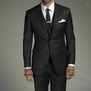 Costumes pour hommes Classique Noir Costume Homme Formel Affaires Blazer Mariage Marié Smoking Slim Fit Quotidien 3 Pièces Ensemble Veste Gilet Pantalon Terno Masculino