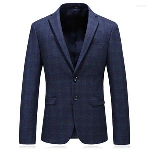 Costumes pour hommes classique affaires bleu marine costume veste pour hommes coupe ajustée rayure Blazer automne vêtements d'extérieur décontracté formel mariage