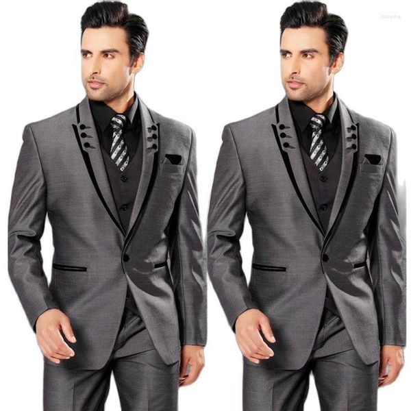 Trajes de hombre Diseño clásico Gris Novio Esmoquin Vestido de novia Fiesta Prom Blazer Hombre Negocios (Chaqueta Pantalones Chaleco Corbata) NO: 2023 NO: 074