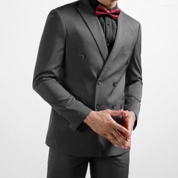 Costumes pour hommes Tuxedos de mariage à double boutonnage classiques Slim Fit pour hommes Groomsmen Suit Deux pièces Prom Formal (Veste Pantalon)