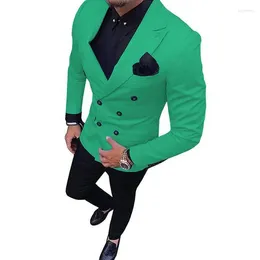 Herenkostuums Klassiek Mode Pak 2-delig Double Breasted Notch Revers Blazer Jas Tux Broek Bruiloft (Jas Broek)