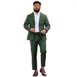 Herenpakken Classic Fit Groen Heren Pak Sets 2 Knoppen Single Breasted Bruiloft Prom Tuxedos Piekte Revers Groommens Wear