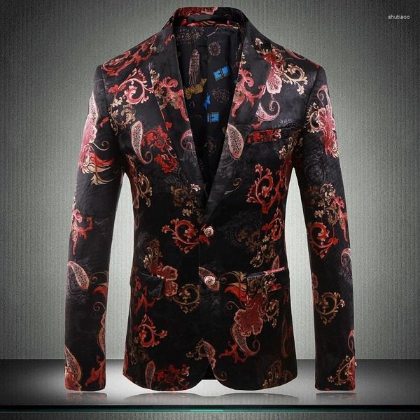 Trajes para hombres Blazer de lujo Blazer macho Singleed Toastedmaster Party Blazers Blazers Casual Inglaterra Flor de ajuste Slim For Man