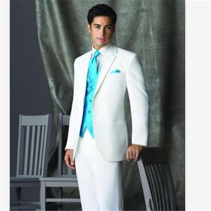 Costumes masculins Classic Men's Suit Smolking Noivo Terno Slim Fit Easculino Soirée pour hommes Notch White Netch Groom Tuxedos Deux boutons