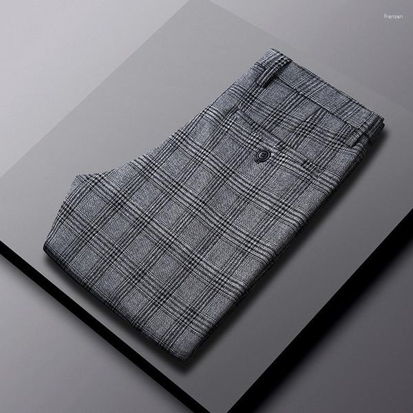 Costumes pour hommes Pantalons à carreaux classiques Hommes Corée Vêtements Mode Casual Business Robe formelle Pantalon pour Slim Check 2024 Été