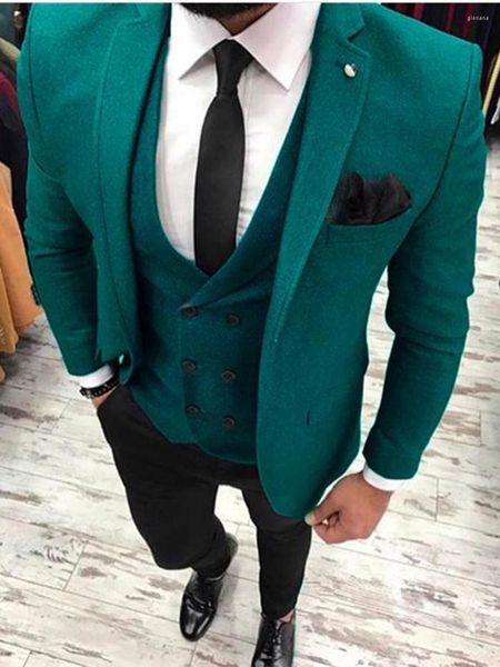 Ternos masculinos clássicos finos padrinhos notch lapela noivo smoking masculino casamento/baile de formatura blazer (jaqueta calças gravata colete) a202