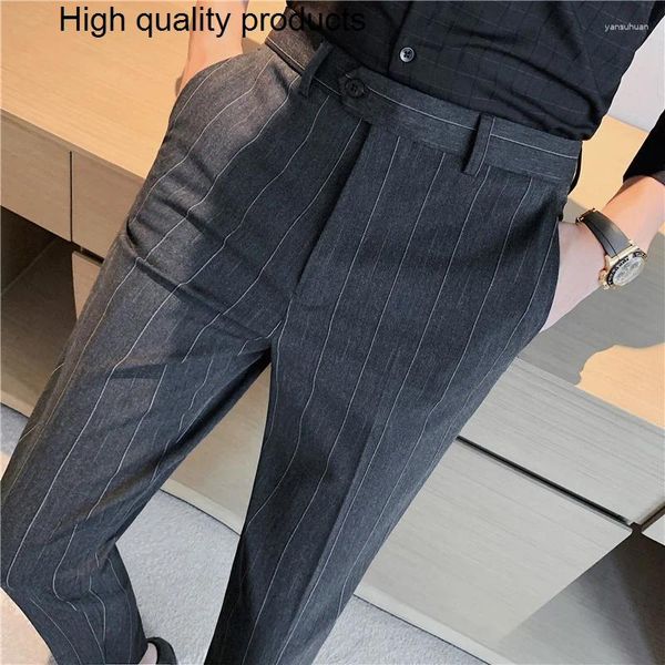 Costumes pour hommes Classique Stripe Hommes Robe Pantalon Formel Business Bureau Costume Social Haute Qualité Streetwear Casual Crayon Pantalon Costume