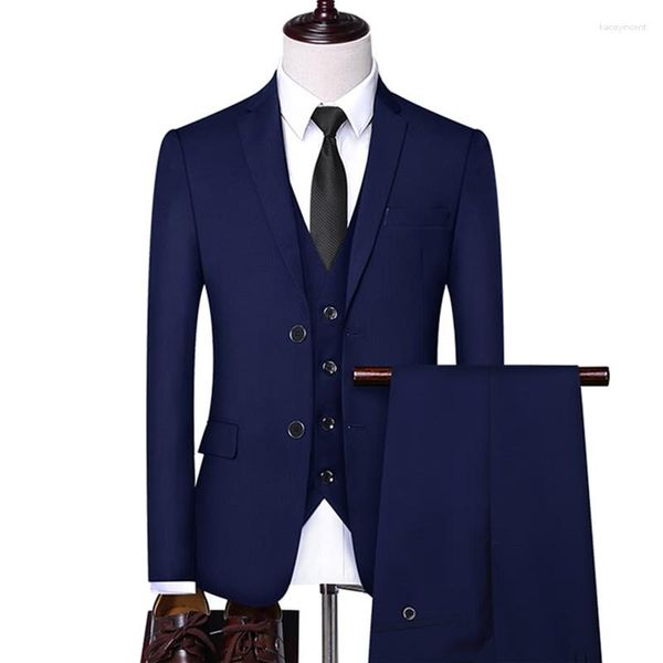 Trajes de hombre con clase 3 uds conjuntos de traje Formal para boda de negocios/chaqueta clásica de corte fino chaquetas pantalones y chalecos para hombre