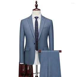 Costumes pour hommes (pantalons de manteau) Plaid Hommes 2024 Style britannique Designer de haute qualité Slim Fit Mariage pour 2 pièces