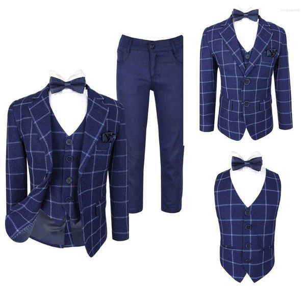 Costume pour hommes costumes 3 pièces garçons pour les mariages Prom Plaid rayures enfants Tuexdo Children's Day Chorus Show Formal Suit