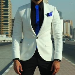 Trajes para hombres disfraz Homme 2pcs White Men 2024 Slim Fit Wedding Tuxedos Groom Wear Casual Shawl Lapas