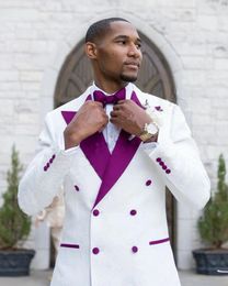 Costume de costume masculin Homme mode pour hommes pantalon de veste florale blanche mariée