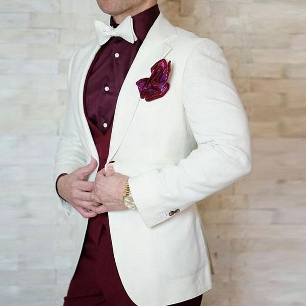 Trajes De hombre, traje De hombre marfil para boda, traje De hombre De negocios informal, traje De esmoquin De novio hecho a medida, Trajes De 3 piezas